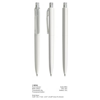 Image of New Prodir DS8 Pens, Prodir DS8 Pens in Matt finish white with clear clip