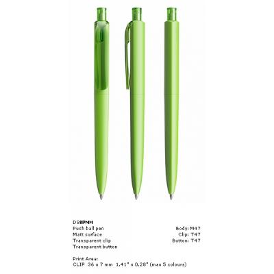 Image of New Prodir DS8 Pens, Prodir DS8 Pens in Matt finish vibrant green with transparent clip