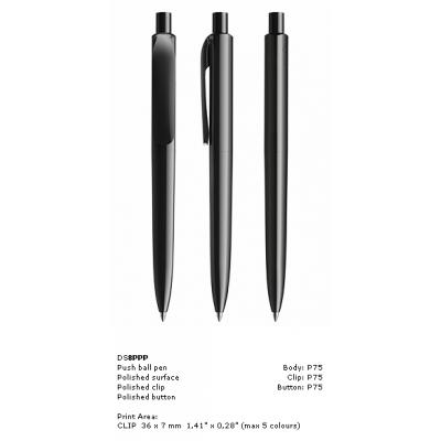 Image of New Prodir DS8 Pens, Prodir DS8 Pens in polished vibrant black finish with polished black clip 