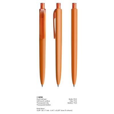 Image of New Prodir DS8 Pens, Prodir DS8 Pens PRR Soft touch in orange transparent orange clip branded with your design 
