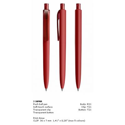 Image of New Prodir DS8 Pens, Prodir DS8 Pens PRR Soft touch in red transparent red clip printed with your design
