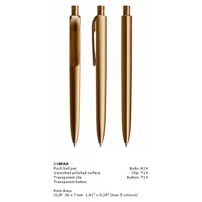 Image of New Promotional Prodir DS8 Pens Varnished Polished Finish, New Prodir DS8 PAA in gold printed with your brand, logo, or design