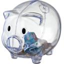 Image of Clear Promotional Piggy Banks Printed money box with your brand.