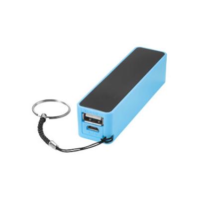 Image of Printed Blue and Black Power Bank with Metal Keyring