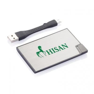 Image of Printed Credit card charger silver Ultra Thin power banks