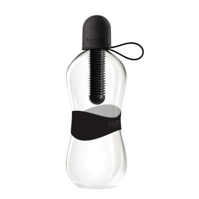 Image of Branded Water Filtering Bobble Bottle in Black - Bobble Bottle with Printed Silicone Grip