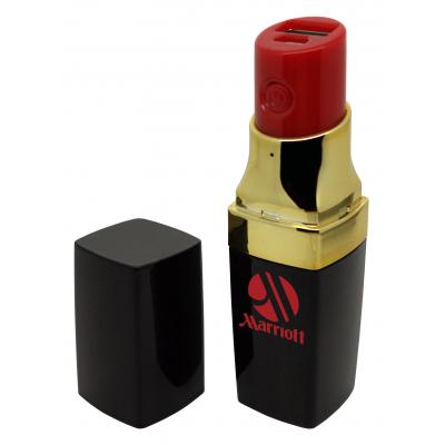 Image of Promotional Lipstick Power Banks - Black with Gold or Silver Trim