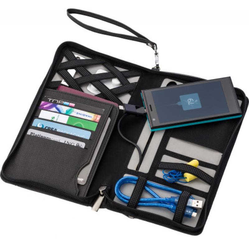 Image of Promotional Svepa PU travel wallet with 4000 mAh power bank