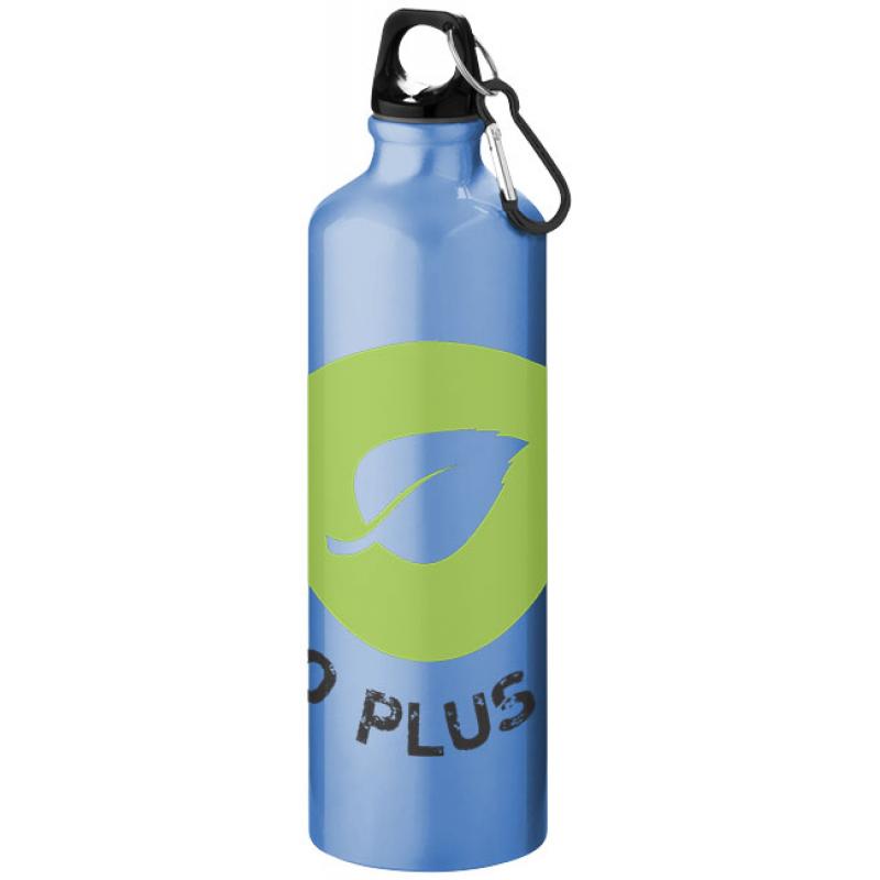 Image of Printed Pacific Aluminium Bottle With Karabiner Clip Light Blue