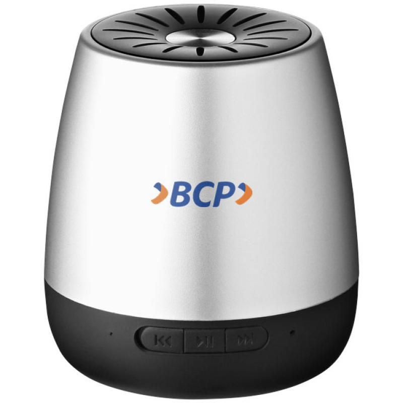 Image of Printed Padme Bluetooth® Speaker 10 Metre Range In Silver / black, White, Red /Black or Black