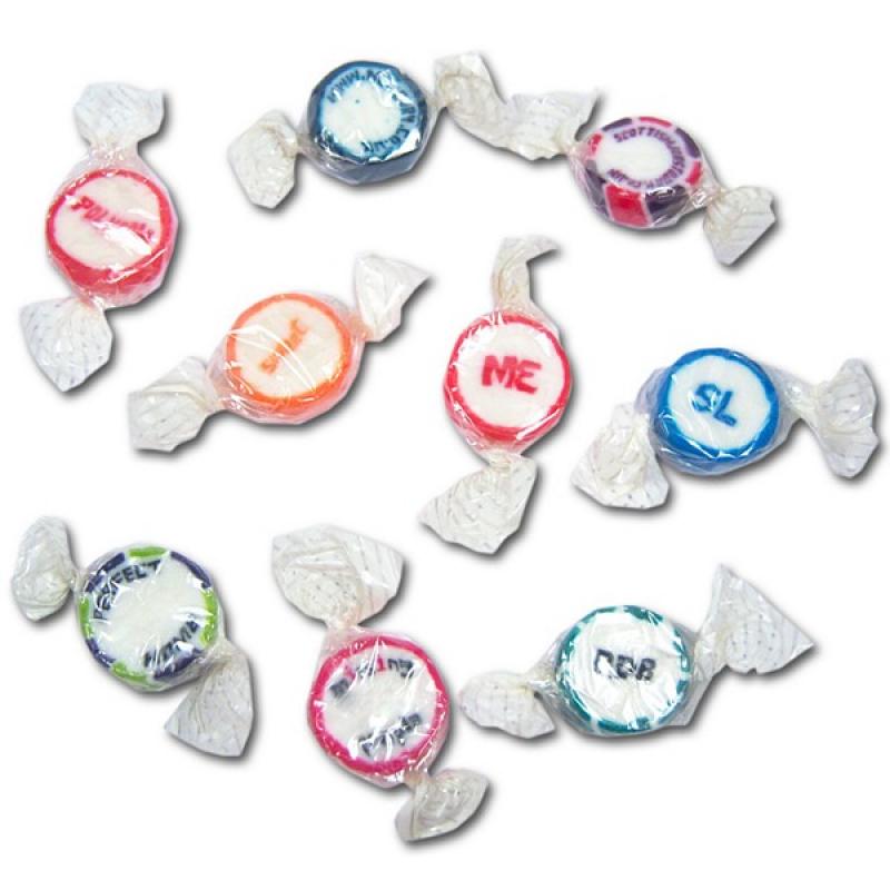 Image of Branded Rock Sweets. Promotional Individually Wrapped Rock Sweets