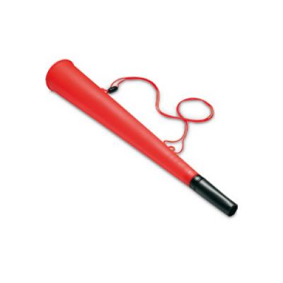 Image of Branded Horn. Printed Blow Horn with safety cord necklace. Red