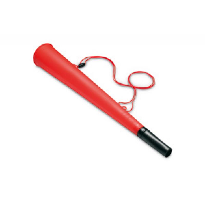 Image of Branded Horn. Printed Blow Horn with safety cord necklace. Red