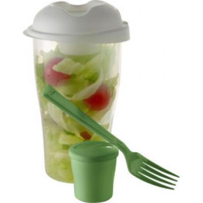 Image of Promotional Salad Shaker. Printed Salad Shaker With Fork And Dressing Container. Green. Other Colours Available.