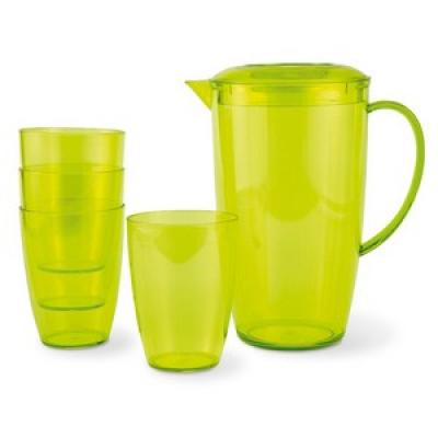 Image of Promotional Pitcher With Tumblers. Printed Translucent Pitcher With Four Tumblers. Express Available.