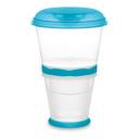 Image of Promotional Yoghurt Cup With two Compartments, Cooling Element And Spoon. Blue 