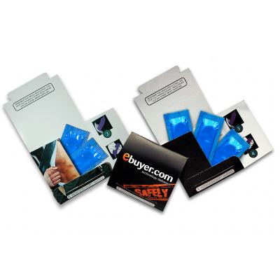 Image of Printed Multi Convelopes Card Containing Two Foil Wrapped Condoms. CE Approved