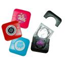 Image of Promotional Printed Square Plastic Condom Cases Containing One Foil Wrapped Condom. CE Approved.