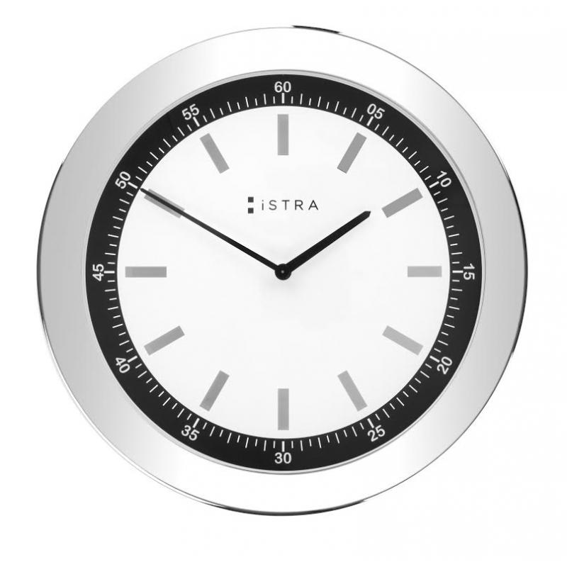 Image of ISTRA Wall Clock In White With Mirrored Index Numbers .ISTRA C47 White