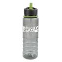 Image of Promotional Resaca Water Bottle. Printed Translucent Black Water Bottle With A Green Rim And Mouthpiece