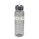 Image of Promotional Resaca Water Bottle. Printed Translucent Black Water Bottle With A White Rim And Mouthpiece