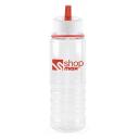 Image of Promotional Bowe Water Bottle. Printed Translucent Sports Bottle With A Red Rim And Mouthpiece.Express Service Available.