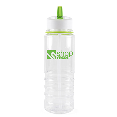 Image of Promotional Bowe Water Bottle. Printed Translucent Sports Bottle With A Green Rim And Mouthpiece.Express Service Available. 