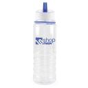 Image of Promotional Bowe Water Bottle. Printed Translucent Sports Bottle With A Blue Rim And Mouthpiece.Express Service Available.