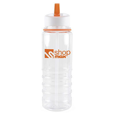 Image of Promotional Bowe Water Bottle. Printed Translucent Sports Bottle With A Amber Rim And Mouthpiece.Express Service Available.