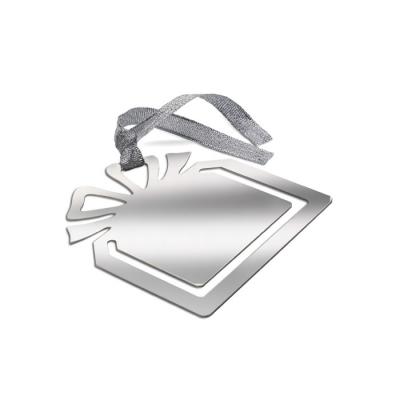 Image of Branded Christmas Book Mark. Promotional Gift Box Shaped Silver Plated Book Mark. 
