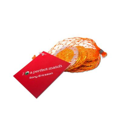Image of Promotional Chocolate Coins.A Net Filled With Traditional Christmas Chocolate Coins.