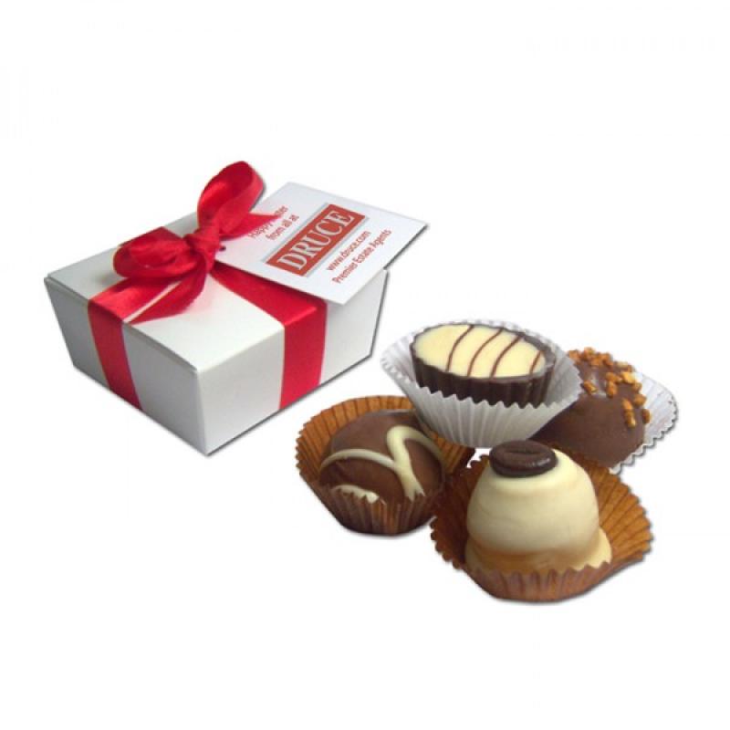 Image of Branded Luxury Belgian Chocolates In A Ballotin Box. promotional Christmas Chocolates.