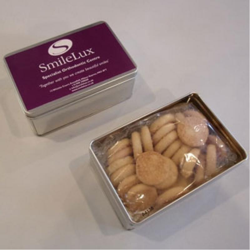 Image of Branded Christmas Shortbread Biscuits. Seasonal Filled Tin Of Shortbread Biscuits.