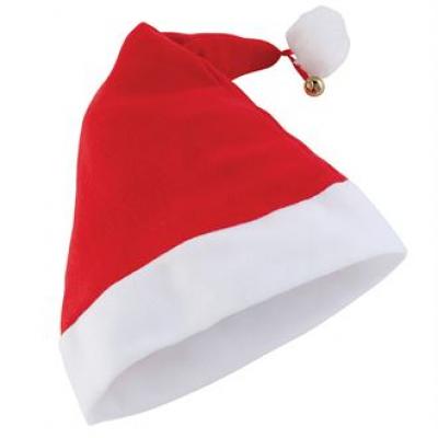 Image of Premium Santa Hat. Promotional Red Santa Hat With Bell.