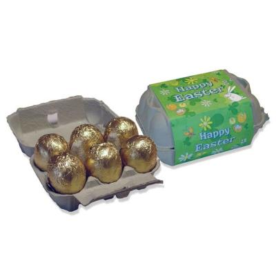 Image of Printed Egg Box Filled With Six Milk Chocolate Easter Eggs