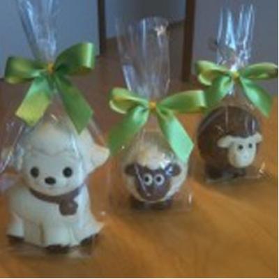 Image of Promotional Easter Chocolate Lambs. Individually Wrapped Easter Lambs With Printed Tag