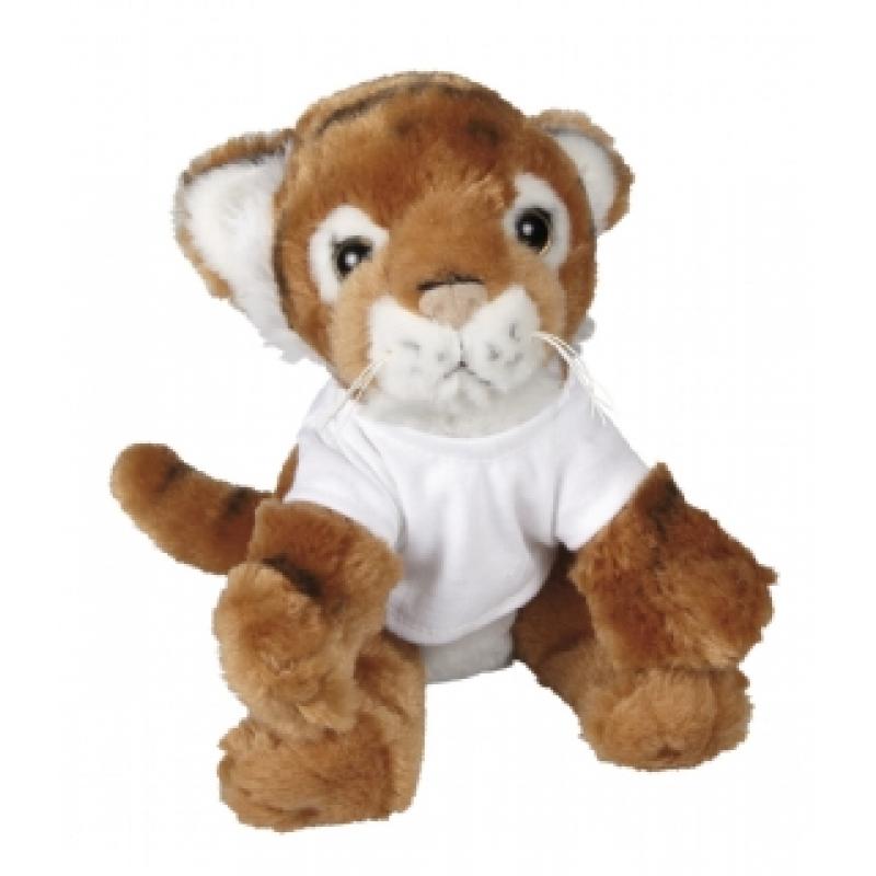 Image of Promotional Soft Tiger Toy. 20 cm Plush Tiger With Printed T Shirt