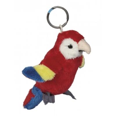 Image of Promotional Macaw Parrot Keyring. Soft Fur Bird Key Ring