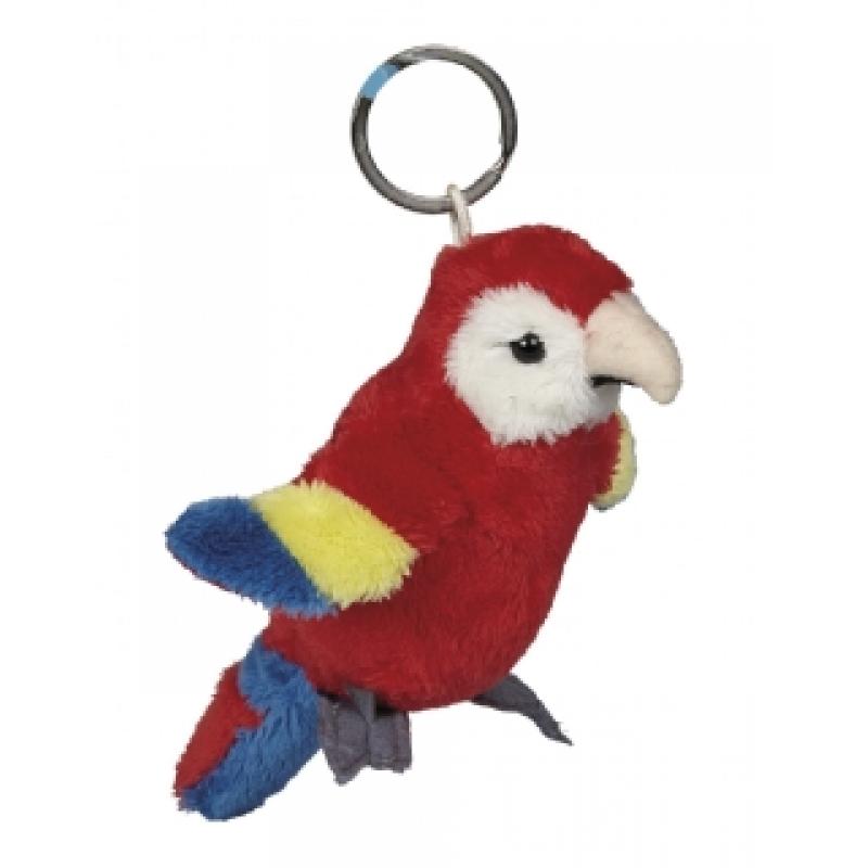 Image of Promotional Macaw Parrot Keyring. Soft Fur Bird Key Ring