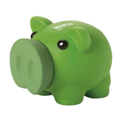 Image of Branded Plastic Piggy Bank With Large Nose. Green