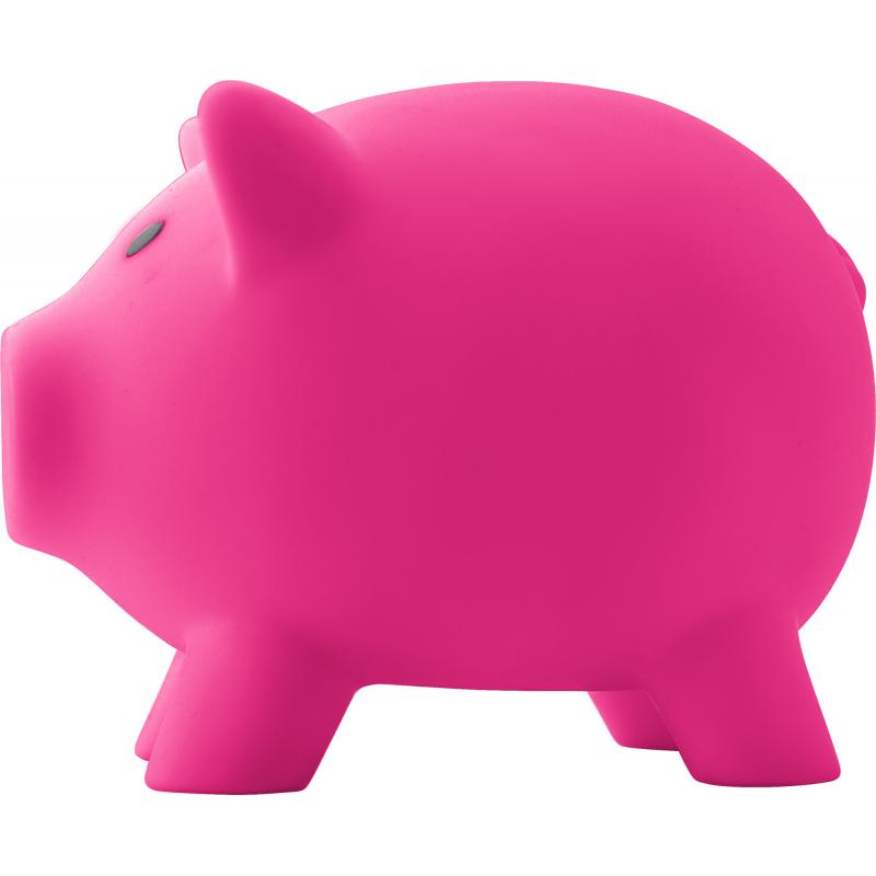 Image of Printed Piggy Bank In Bright Pink. PVC piggy bank.