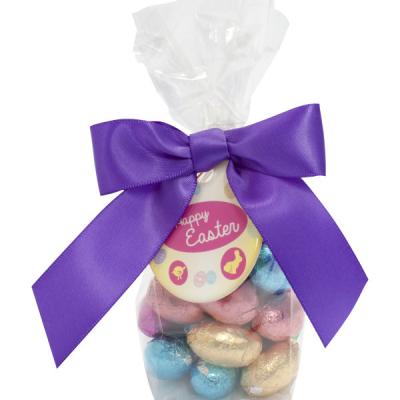 Image of Promotional Easter Foil Wrapped Chocolate Mini Eggs In Swing Tag Bag