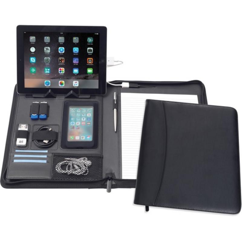 Image of Promotional Pembury' Tecfolio, Portfolio With integral Powerbank And Charging Cable