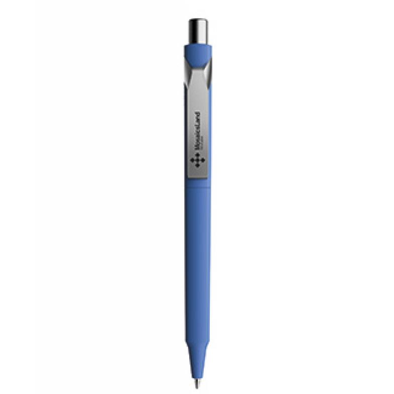 Image of Branded Prodir DS10 Soft Touch Pen In Contemporary Colours And Metal Clip. Blue