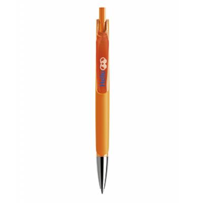Image of Printed Prodir DS6 Pen. Polished Orange With Chrome Metal Nose Cone. 