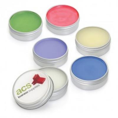 Image of Printed lip Balm In A Aluminium Tin. 10ml Available In 6 Favoures