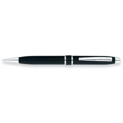 Image of Promotional Cross Pen. Branded Stratford Satin Black Ballpoint Pen