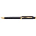Image of Branded Cross Pen. Engraved Townsend Black Lacquer/23 Karat Gold Plated Ballpoint Pen