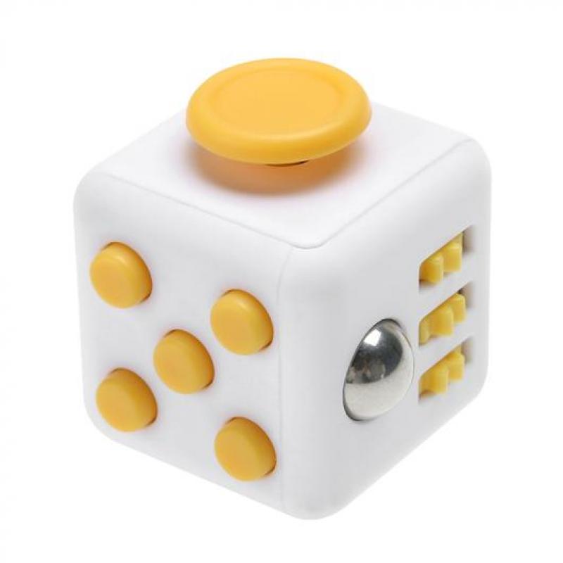 Image of Full Colour Printed Fidget Cube Yellow. Promotional Fidget Box Cubes