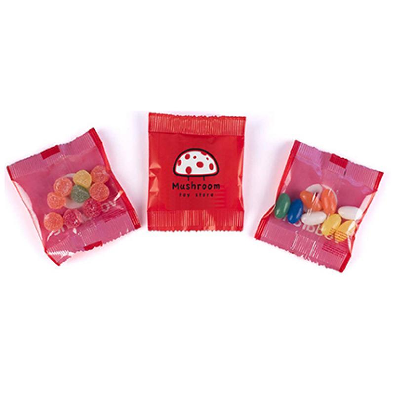 Image of Printed Flow Bag Filled with Fruit Pastilles Or Jelly Beans 10g